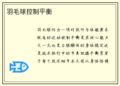 羽毛球控制平衡